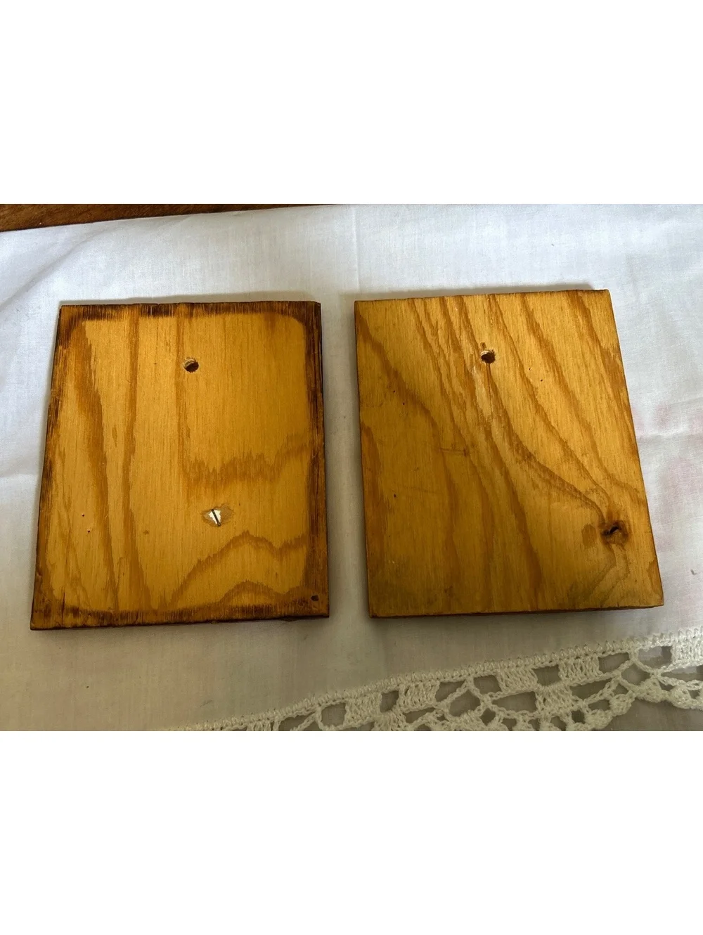 Vintage Evans Wood Plaques with Children Illustrations - Set of 2